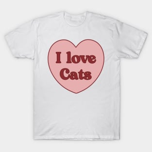 I love cats heart aesthetic dollette coquette pink red T-Shirt